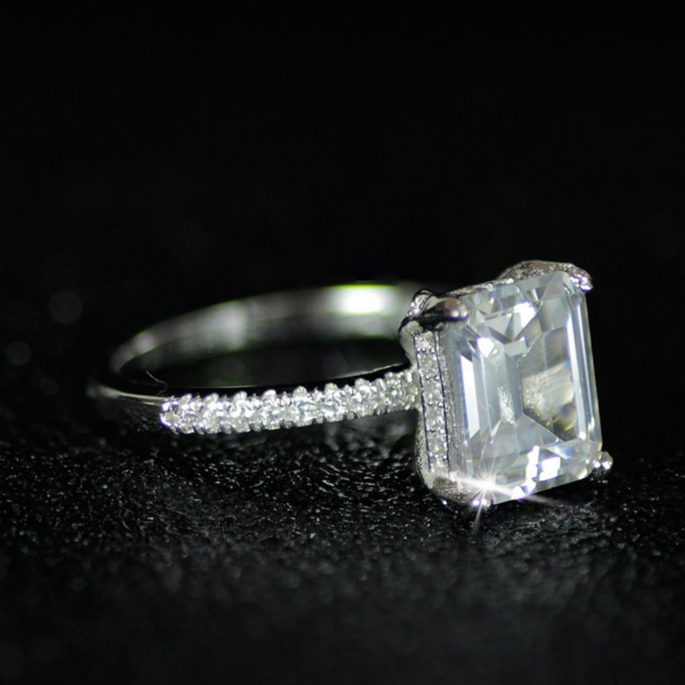 NEW 3.5 Carat Emerald Cut Pave Engagement Ring - Picture 4 of 5